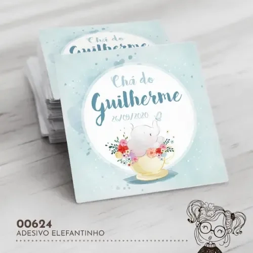 Adesivo Quadrado Elefantinho - 00624