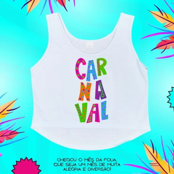 Cropped Carnaval Feminino Letras Coloridas e Vibrantes
