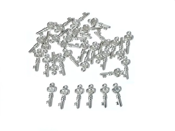 Pingente Chave Prata 2,3cm Abs Pacotes com 50 Unidades