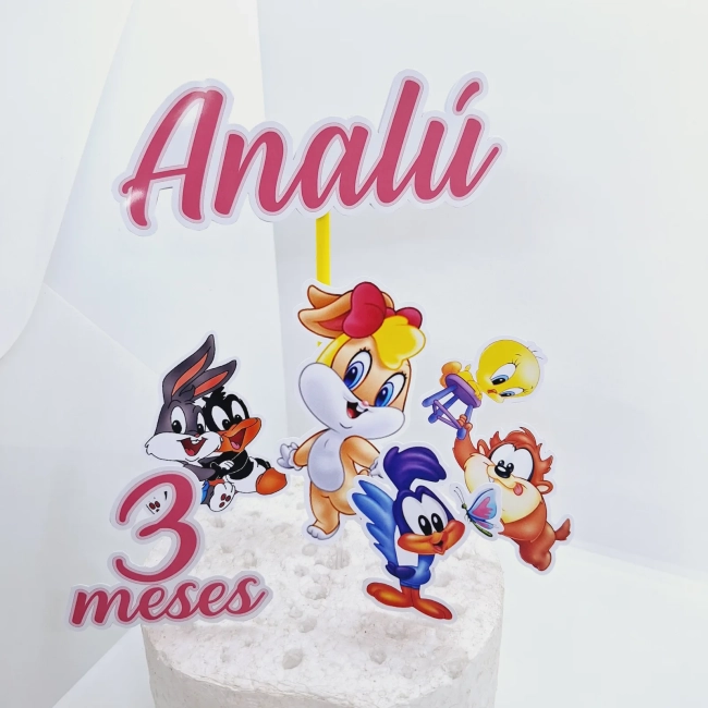 Topo de Bolo Personalizado BABY LOONEY TUNES - Decoração de Festa - Papelaria