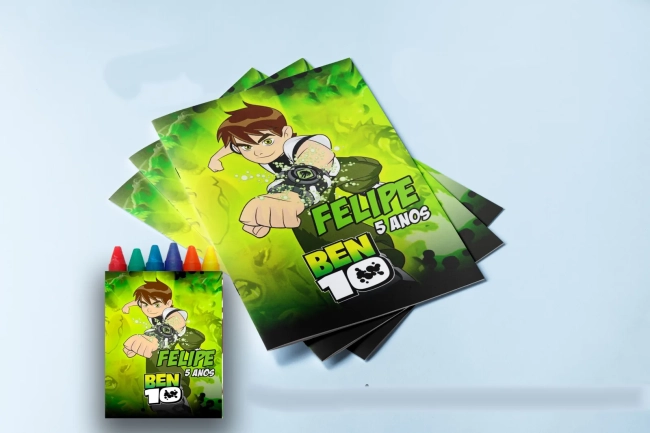 Revista para colorir  com Giz de cera Personalizado Ben 10