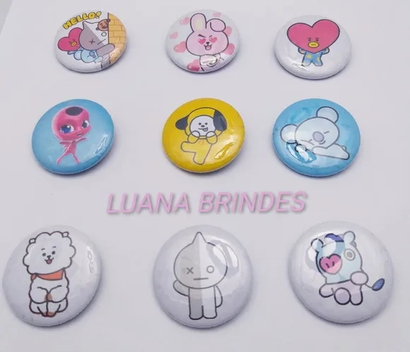 Bottons diversos - cartela com 9 unidades