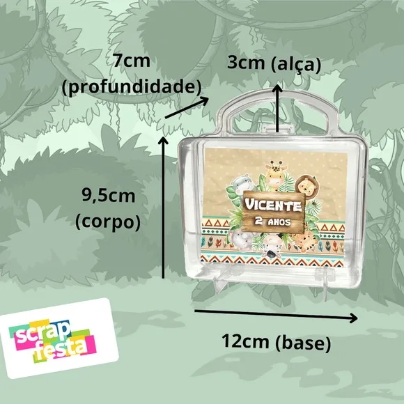 Maletinha de Acrílico Personalizada Festa Safari