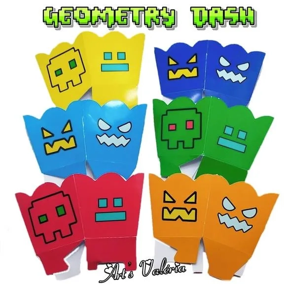 Centro de Mesa Cachepó Geometry Dash - Valor Unitário