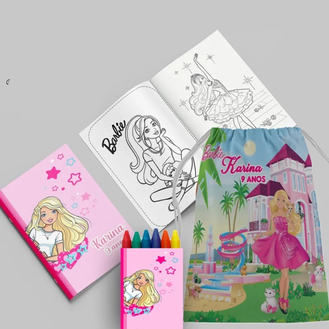 Kit Lembrancinhas Mochila e Revista personalizado Barbie