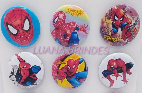 Bottons do Homem Aranha - cartela com 6 unidades