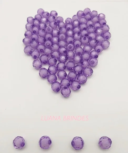 Bolinha Facetada com Miolo Roxa 10mm Pct 100 Unidades
