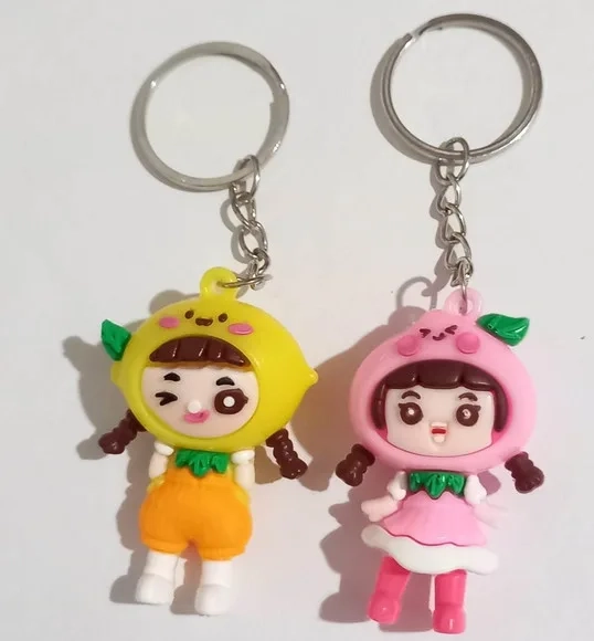 Chaveiro Meninas Frutas Emborrachado - 4 Peças