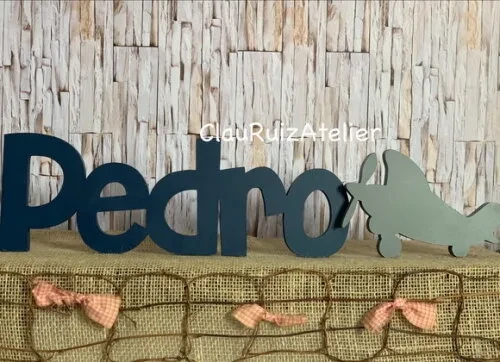Letras de mdf -nomes Linha Ch + Avião