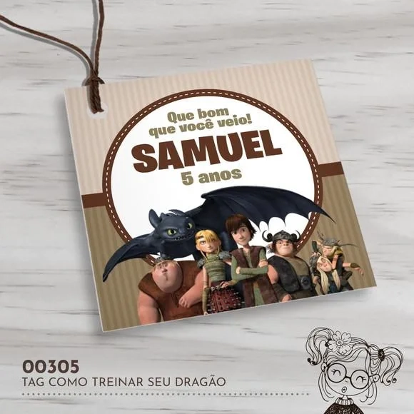 Tag Quadrada Como Treinar Seu Dragão - 00305