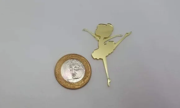 Aplique Bailarina de Acrílico Espelhado Dourado 5 Unidades