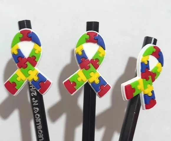 Lápis C/ponteira Laço Símbolo Autismo - 6 Unidades