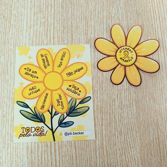Card Pétala com Moeda de Chocolate Setembro Amarelo