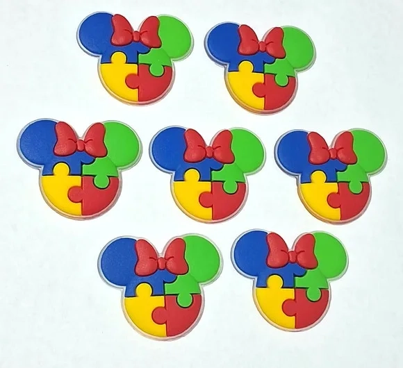 Aplique Minnie Símbolo Autismo Emborrachado- 6 Unidades