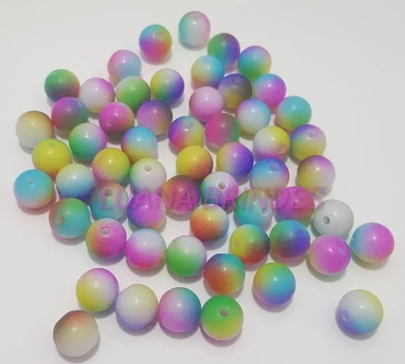 Bolinha Acrilica Tie Dye Roxa Verde 10mm Pct 100 Unidades