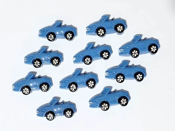 Aplique Carro Azul Miniatura Plástico Pacote com 10 Unidades