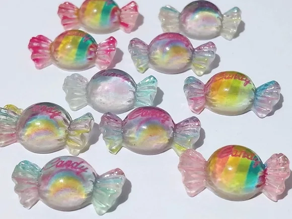 Aplique Bala Candy Resina 2,5cm Pacote com 10 Unidades