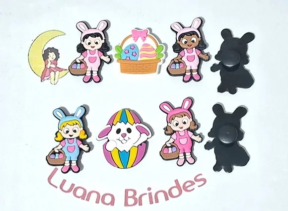 Pins de Crocs Pascoa Emborrachado Pacote com 6 Unidades