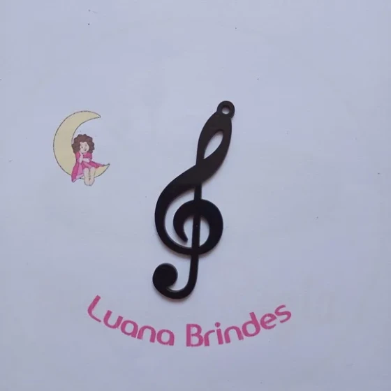 Pingente Nota Musical Preto Acrilico 7,5cm 4 Unidades