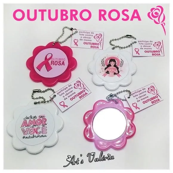 Kit Espelho Flor e Brilho Labial Personalizado Colorido