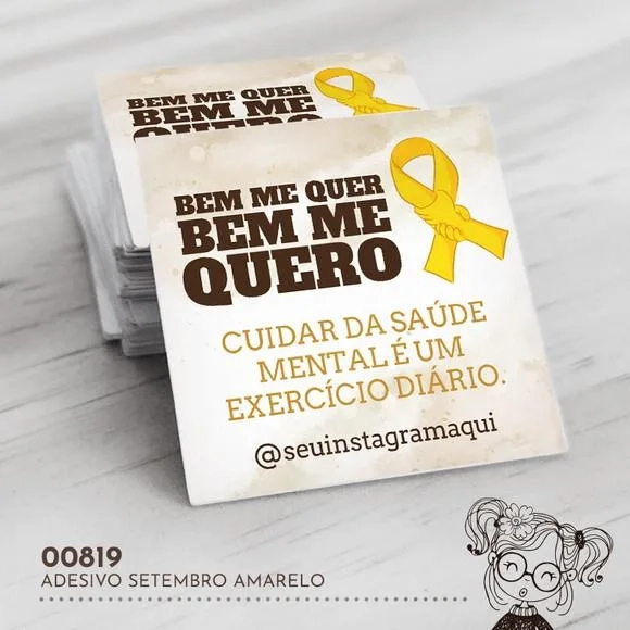 Adesivo Quadrado Setembro Amarelo - 00819