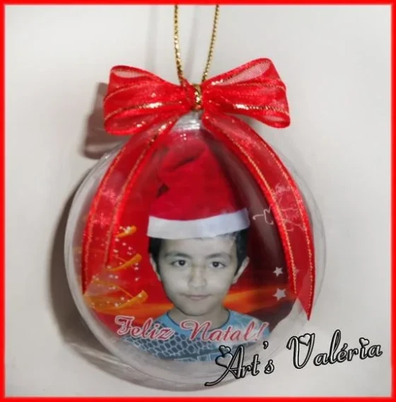 Bola de Natal com Foto e Laço