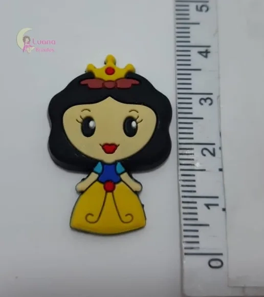 Aplique Branca de Neve c/ Coroa de Borracha - Pct C/6 Unid
