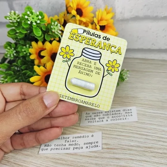 Cartão Cápsula com Mensagem Setembro Amarelo