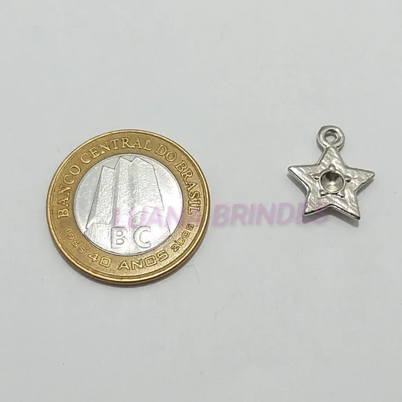 Pingente Estrela de Metal em Prata - pct c/12 unid