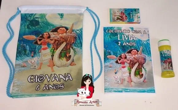 Kit diversão personalizado na mochila Moana