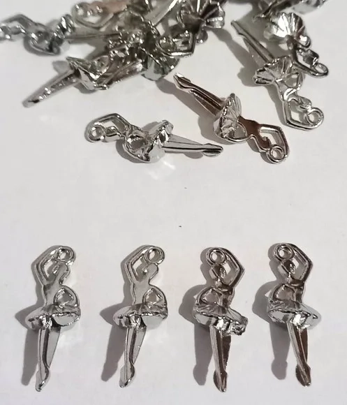 Pingente Bailarina de Metal Prata- Pct C/12 Unid