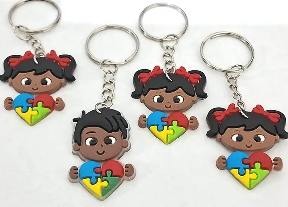 Chaveiro Menina e Menino Símbolo Autismo - 6 Unidade