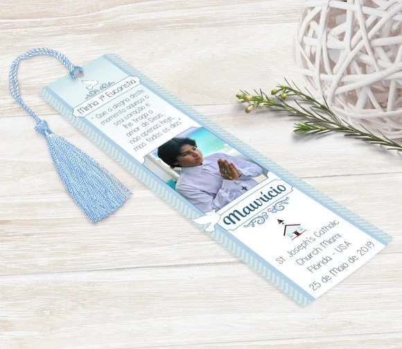 Marcador Livro / Santinho Eucaristia Personalizado com Foto