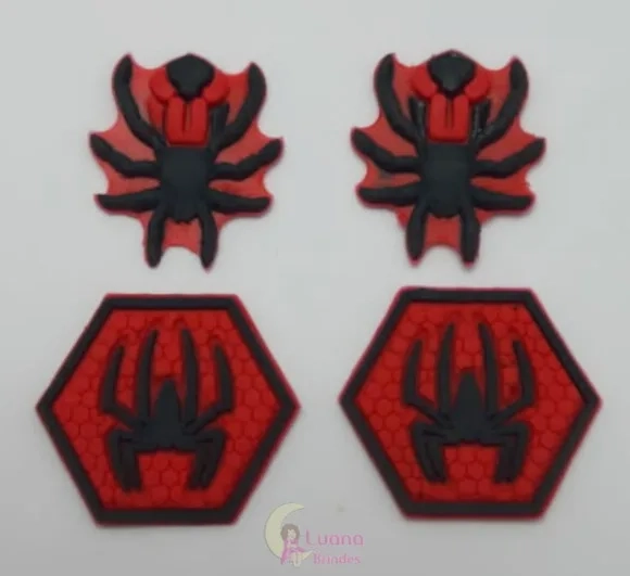 Apliques Símbolos Homem Aranha de Borracha - Pct C/6 Unid