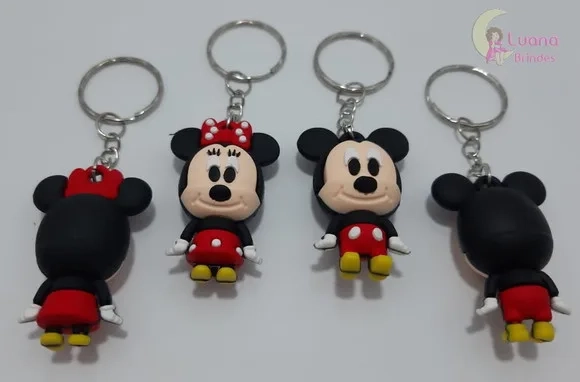 Chaveiro Minnie e Mickey Emborrachado Pct 2 Unidades