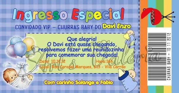 Convite Ingresso Temático - 5cm x 9,5cm