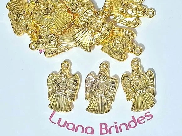 Pingente Anjo Dourado Abs Pacote com 20 Unidades