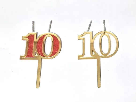 Velas 10 Anos Dourado Acrílico Pavio Magico 1 Peça