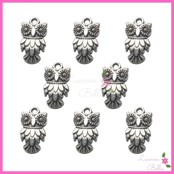 Pingente de Coruja de Metal Prata - pct c/10 unid