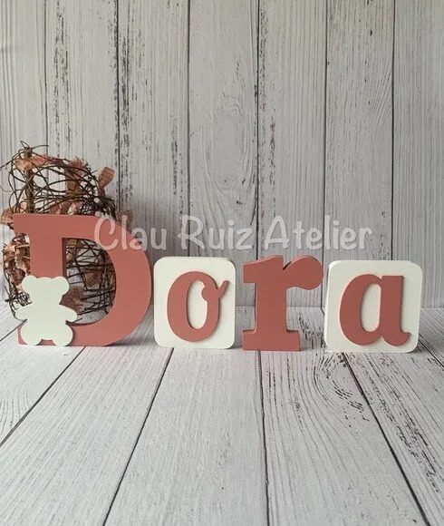 Decoração de Quarto Infantil - Blocos Nome em mdf Urso
