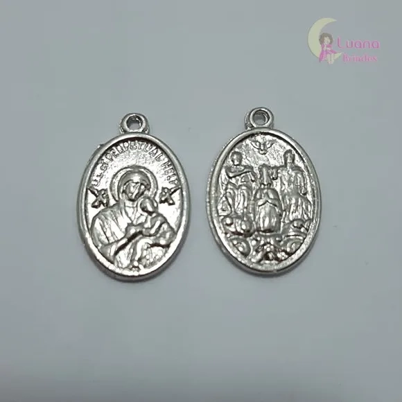 Medalha N.S Perpétuo Socorro de Metal Prata - pct c/11 unid
