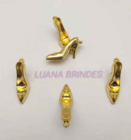 Pingente de Sapatinho em Abs Dourado Pct 10 Unidades