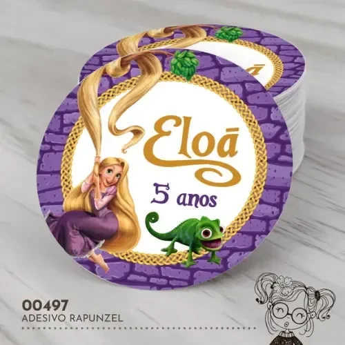 Adesivo Redondo Rapunzel - 00497