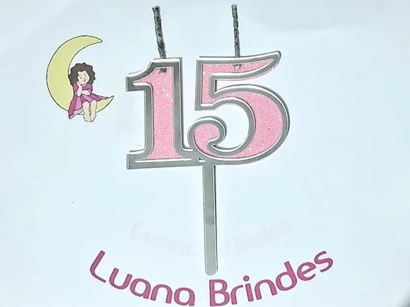 Velas 15 Anos Prata Acrílico Pavio Magico - 1 Peça