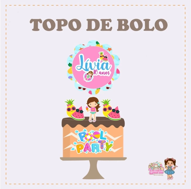 Kit Festa Só Um Bolinho POOL PARTY MENINA - Decoração de Festa