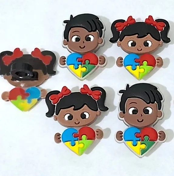 Ponteira P/lápis Menina e Menino Símbolo Autismo - 6 Unidade