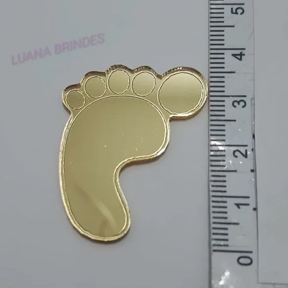 Aplique Pezinho de Acrílico Espelhado 3,5cm - 10 Unidades
