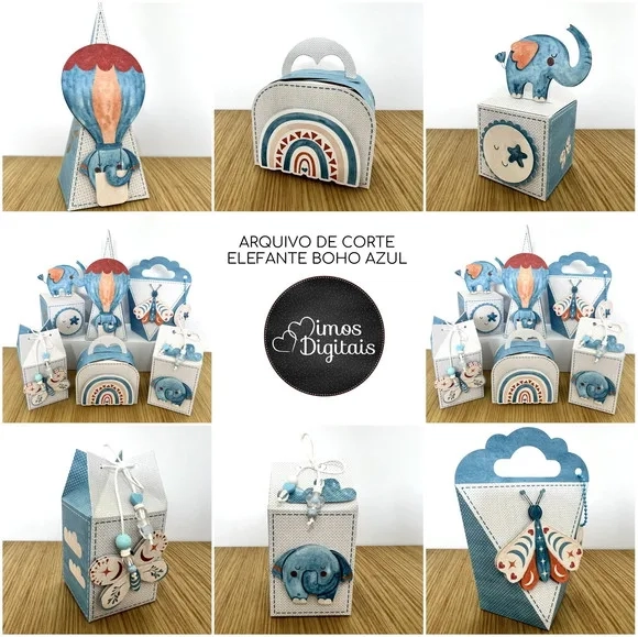 Kit 60 Lembrancinhas Elefante Boho