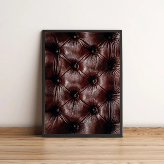 Quadro Decorativo Estofado em Couro Marrom Elegante 2973