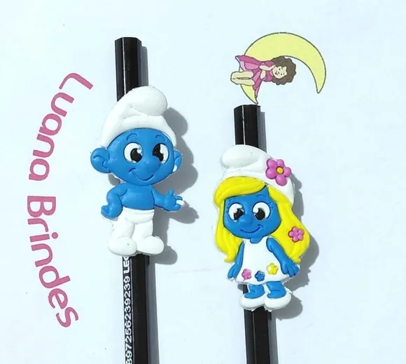 Lápis C/ponteira Smurf e Smurfette Pacote com 6 Unidades